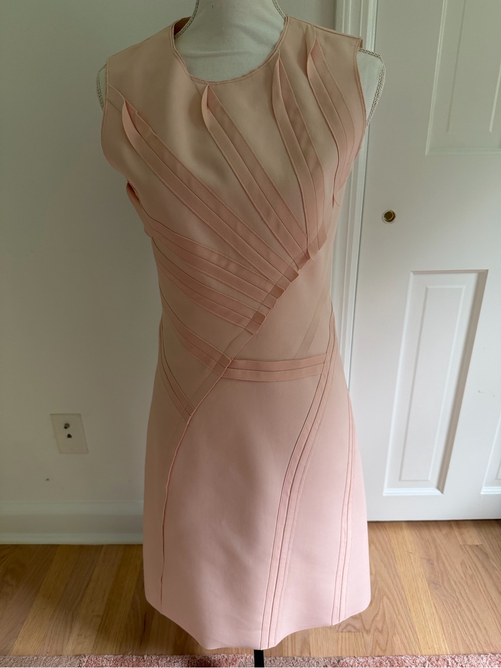 Bottega Veneta Blush Pink Pleated Sheath Dress sz 40